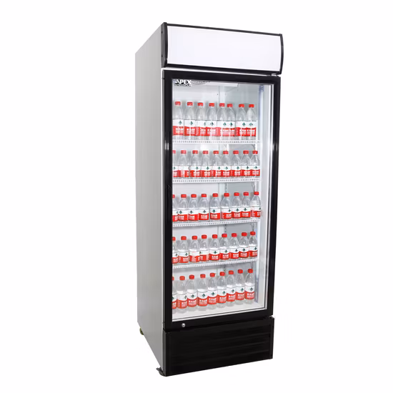 450L Fan Cooling Upright Beverage Display Fridge Refrigerator Freezer Single Glass Doors for Energy Drinks