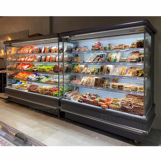 Supermarket Beverage, Meat, Fruit & Vegetable, Delicatessen Vertical Refrigerator Commercial Multideck with Door Chiller